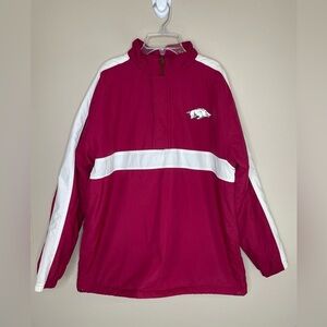 Arkansas Razorbacks NCAA Red White Nylon Quilted Jacket Size Medium